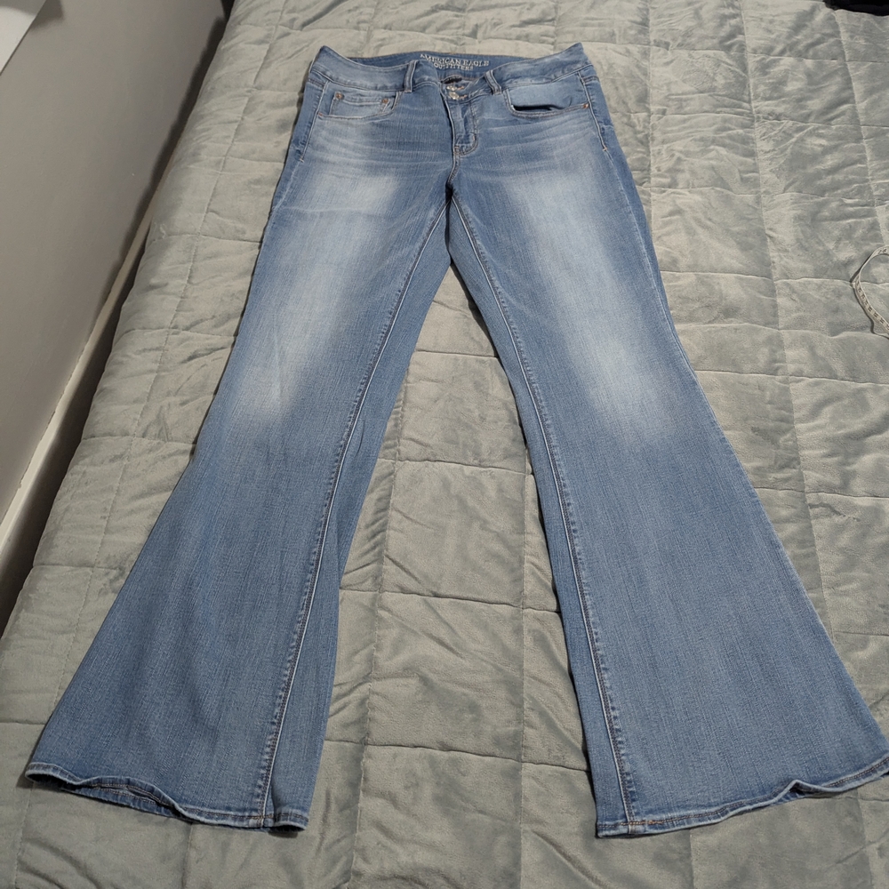 American Eagle Outfitters Blue Flare Wide Leg Jeans